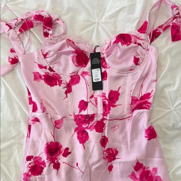 Fashion Nova | Dresses | Fashion Nova Pink Floral Dress With Straps |  Poshmark